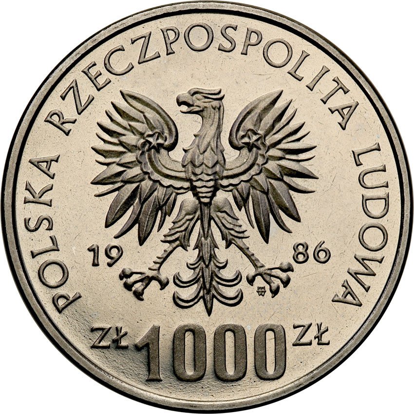 PRL. PRÓBA Nikiel 1.000 złotych 1986 Piłka Meksyk